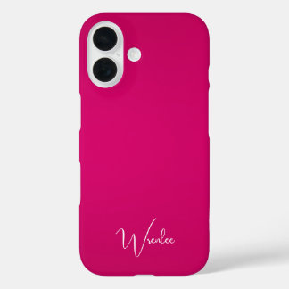 Stylish Modern Monogrammed Bright Pink  iPhone 16 Case