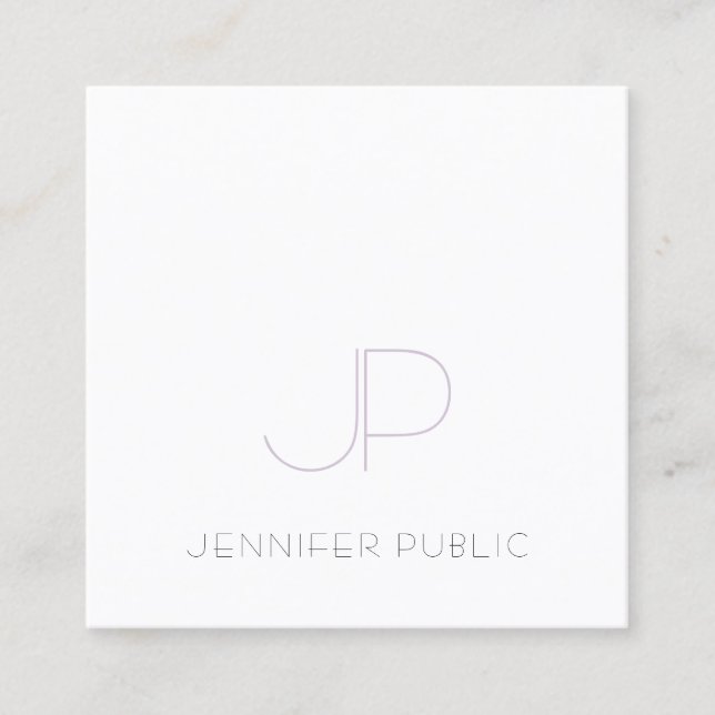 Stylish Modern Monogrammed Popular Elegant Plain Square Business Card (Front)