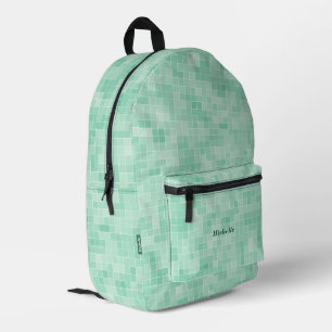 Stylish Modern Mosaic Tiles Pastel Green Printed Backpack