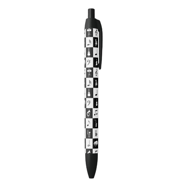 Stylish Modern Music Notes and Instruments Black Ink Pen (Bottom (Vertical))