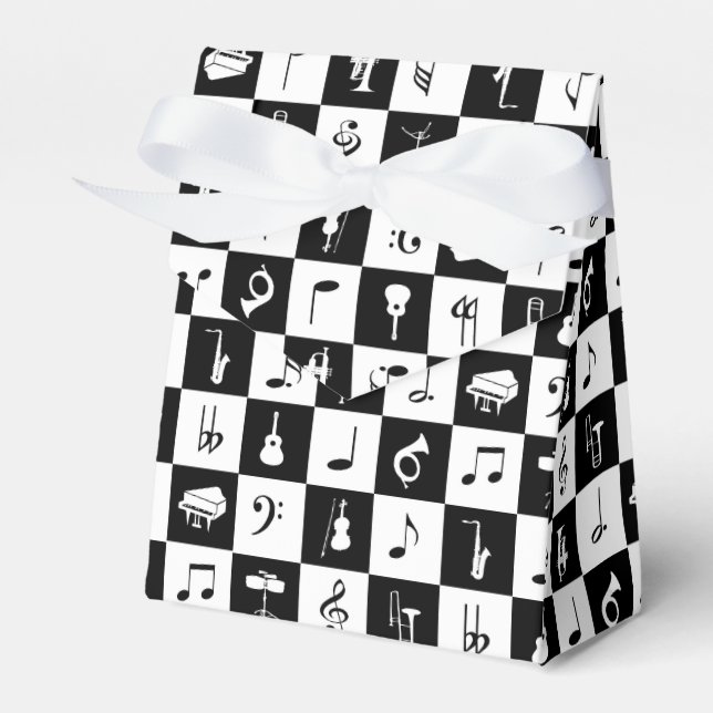 Stylish Modern Music Notes and Instruments Favour Box (Front Side)