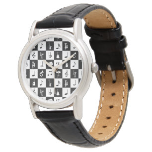 Stylish Modern Music Notes and Instruments Watch