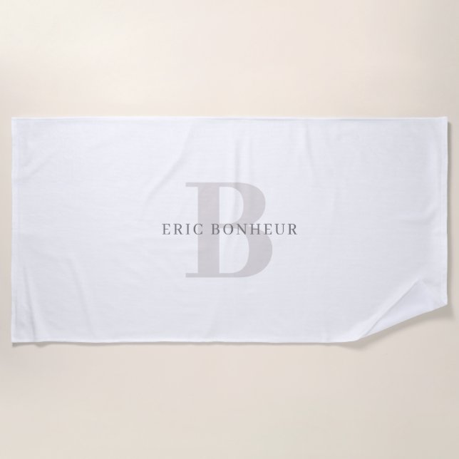 Stylish Modern Name & Monogram Beach Towel (Front)