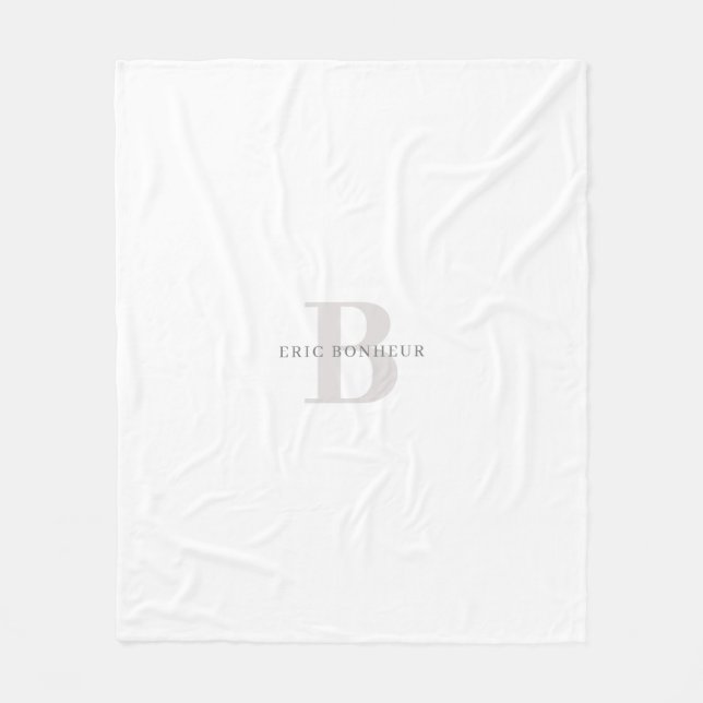 Stylish Modern Name & Monogram Fleece Blanket (Front)