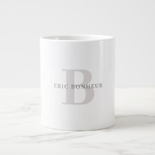 Stylish Modern Name & Monogram Large Coffee Mug