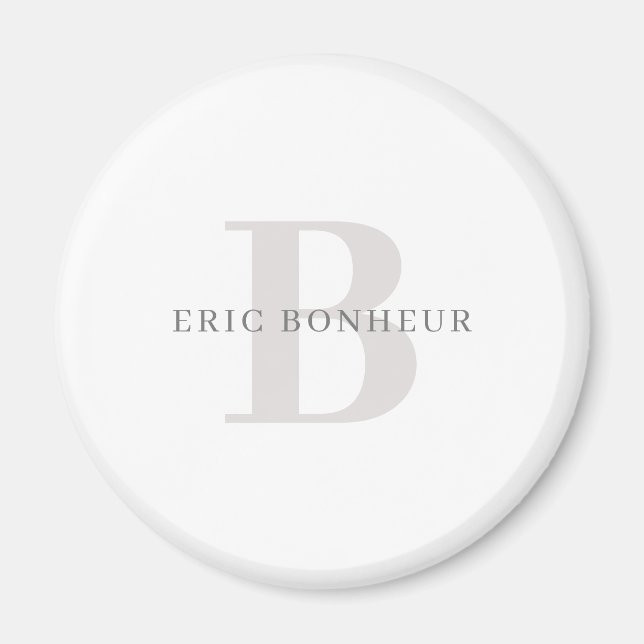 Stylish Modern Name & Monogram Magnet (Front)
