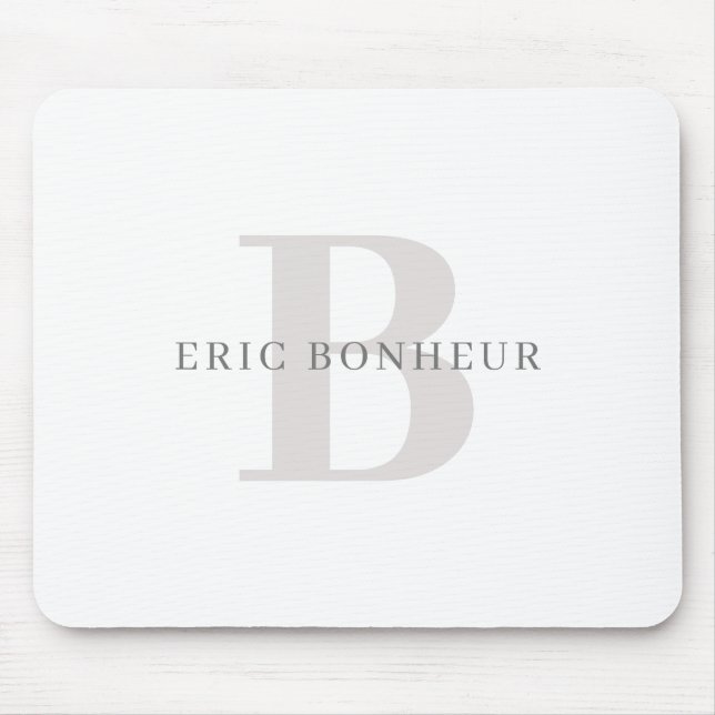 Stylish Modern Name & Monogram Mouse Pad (Front)
