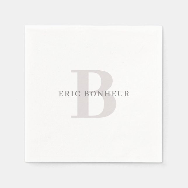 Stylish Modern Name & Monogram Napkin (Front)