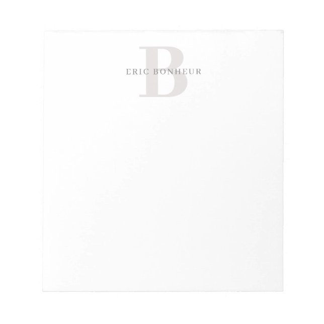 Stylish Modern Name & Monogram Notepad (Front)
