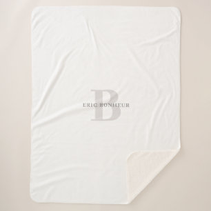 Stylish Modern Name & Monogram Sherpa Blanket