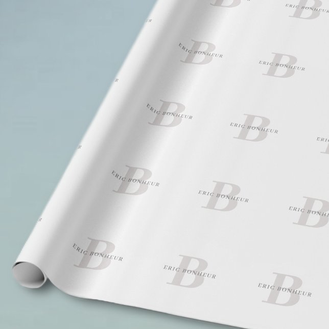 Stylish Modern Name & Monogram Wrapping Paper (Creator Uploaded)