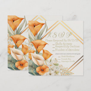 Stylish Modern Orange and Ivory Calla Lily RSVP Card