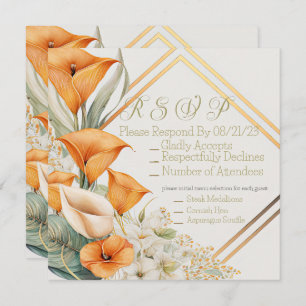Stylish Modern Orange and Ivory Calla Lily RSVP Card