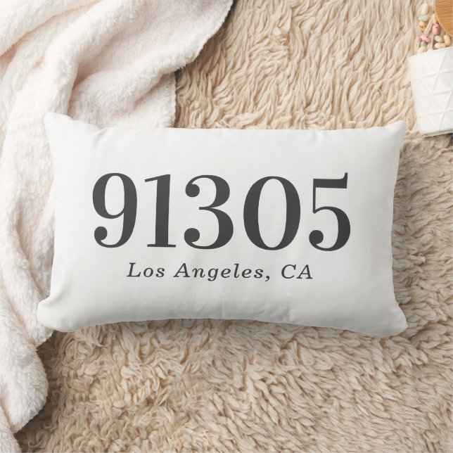 Stylish Modern Personalised Zip Code Lumbar Cushion (Blanket)