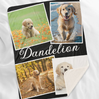 Stylish Modern Pet Dog Photo Gallery Collage Sherpa Blanket