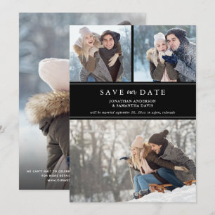 Stylish Modern Photo Collage Black Save our Date Save The Date