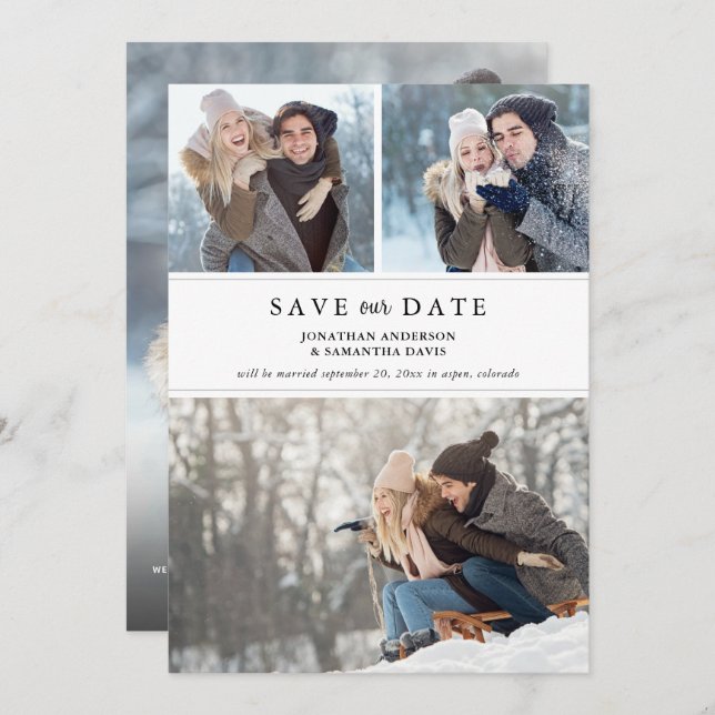 Stylish Modern Photo Collage Save our Date Save The Date (Front/Back)