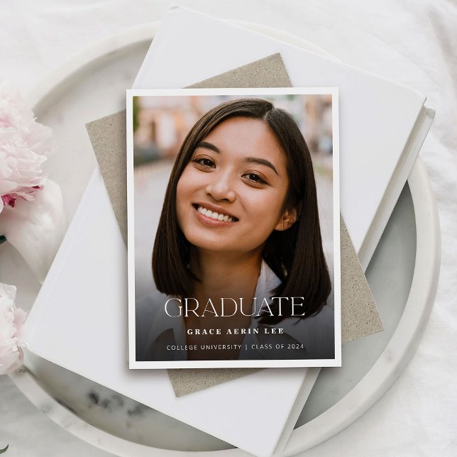 Stylish Modern Photo Graduation Party Invitation Postcard (Creator Uploaded)