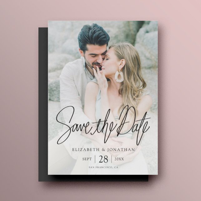 Stylish Modern Photo Save the Date Wedding  Magnetic Invitation (Creator Uploaded)