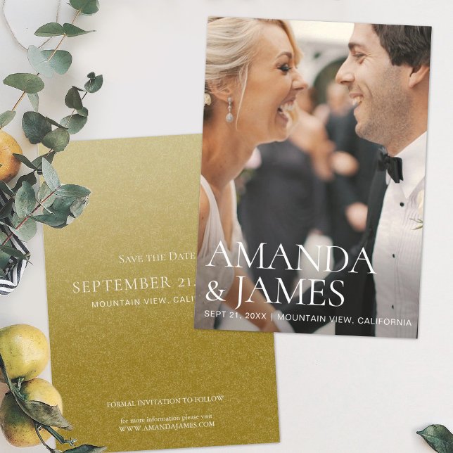 Stylish Modern Photo Wedding Save the Date Card (Creator Uploaded)