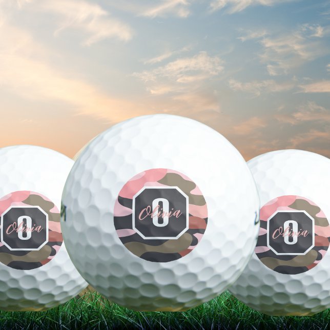 Stylish Modern Pink & Green Camouflage,Personalise Golf Balls (Creator Uploaded)