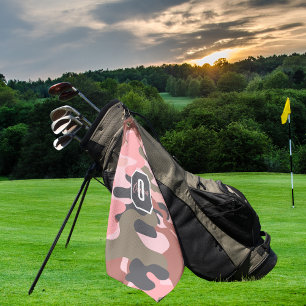 Stylish Modern Pink & Green Camouflage,Personalise Golf Towel