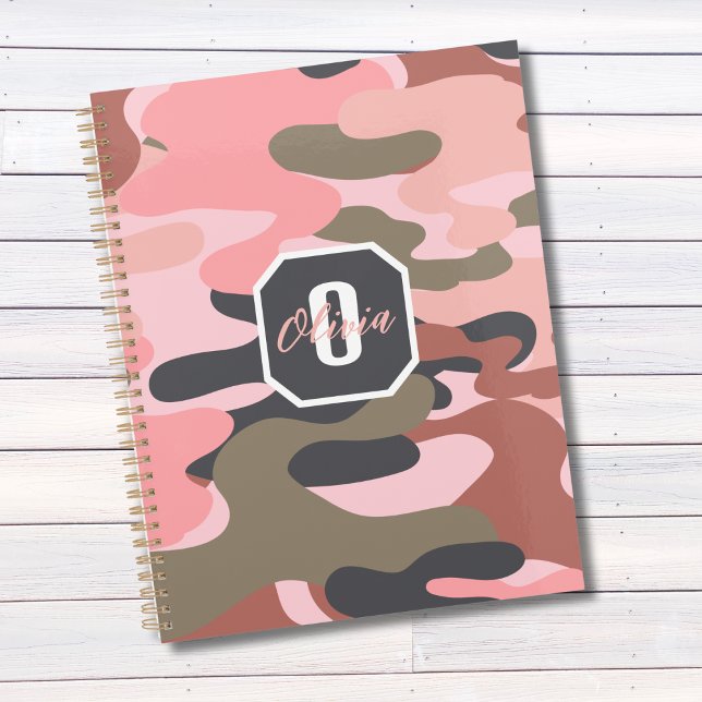 Stylish Modern Pink Green Camouflage, Personalised Planner (Creator Uploaded)