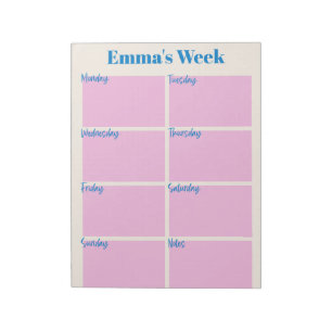 Stylish Modern Pink Personalized Weekly Planner Notepad