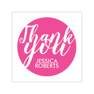 Stylish Modern Pink Thank You Self Inking Stamp