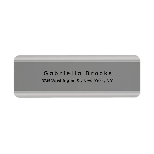 Stylish Modern Plain Elegant Unique Grey Return Address Label (Front)