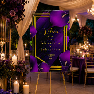 Stylish Modern Purple Calla Lily Faux Stroke  Acrylic Sign