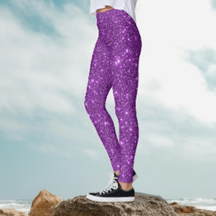 Stylish Modern Purple Monochrome Sparkle Glitter  Leggings