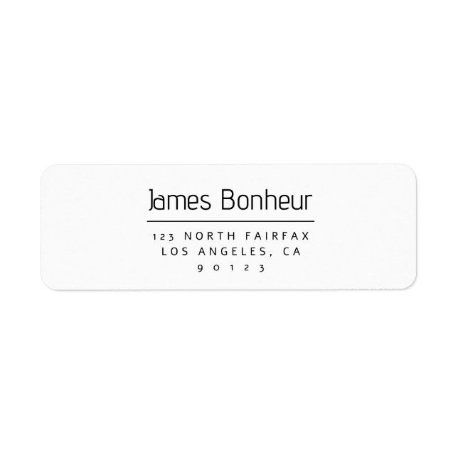 Stylish Modern Return Address Black & White Label (Front)