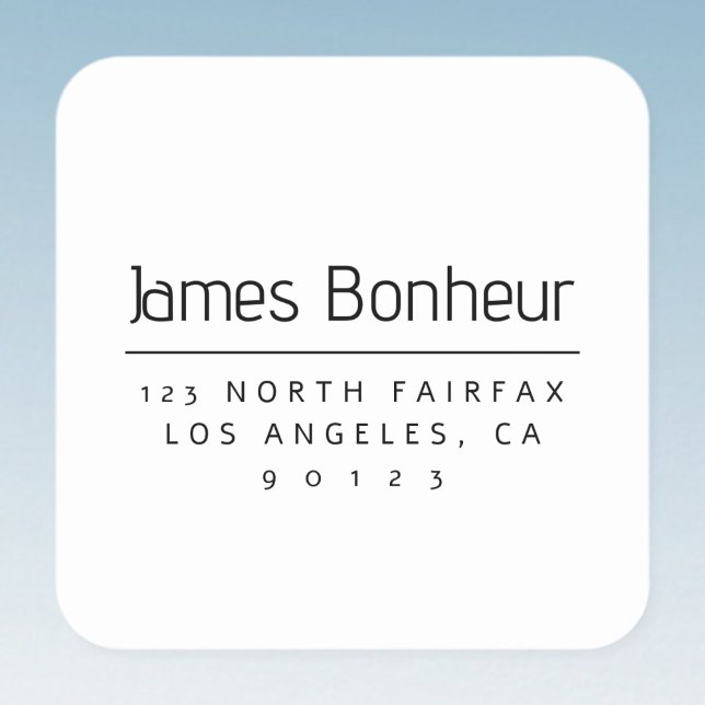 Stylish Modern Return Address Black & White Square Sticker (Creator Uploaded)