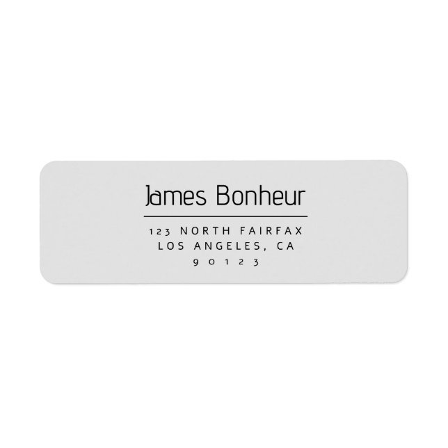 Stylish Modern Return Address Grey & White Label (Front)