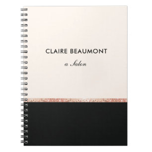Stylish Modern Rose Gold Sequin Black Notebook