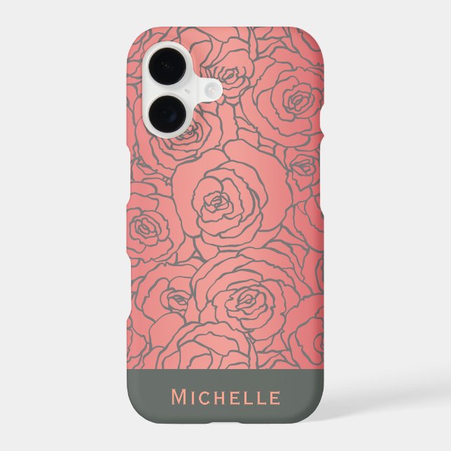 Stylish Modern Rose Pattern with Your Name (Back)