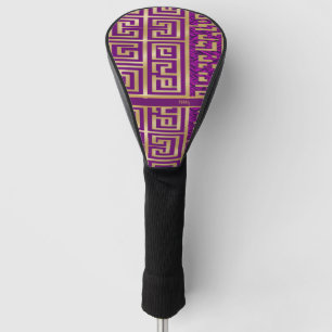 Stylish Modern Royal Purple and Gold Geometric Golf Head Cover
