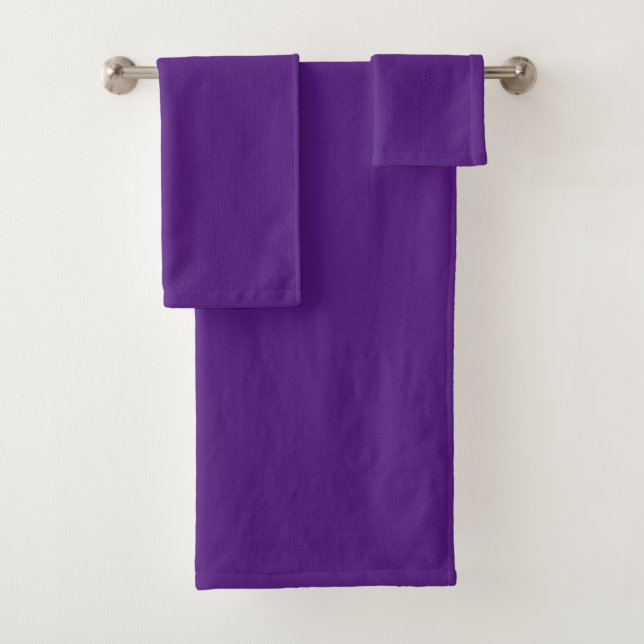 Stylish Modern Royal Purple Solid Colour Custom Bath Towel Set (Insitu)