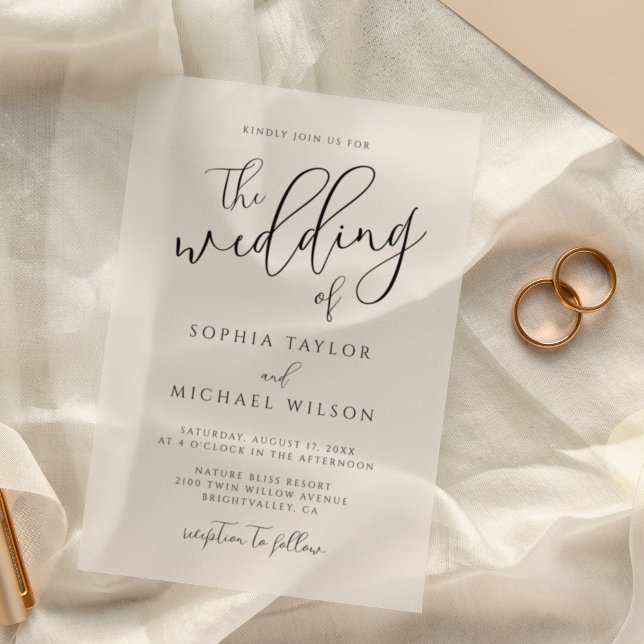 Stylish Modern Script Black  Wedding Acrylic Invitations (Creator Uploaded)