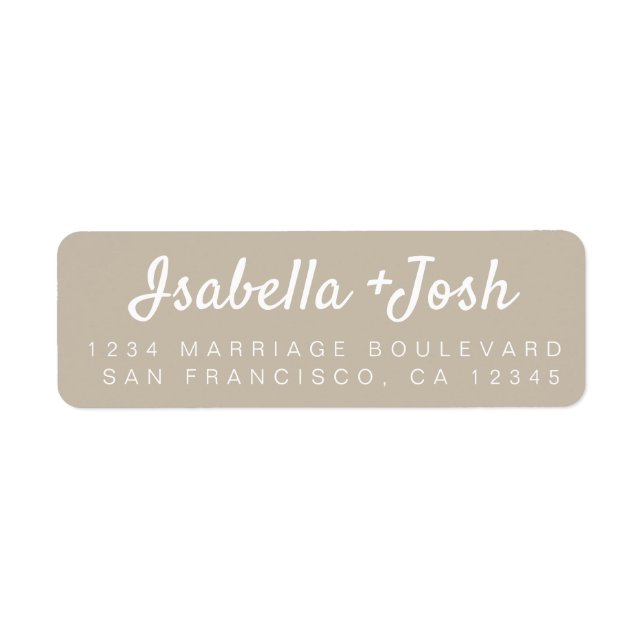 Stylish Modern Script Grey Wedding Return Address Label (Front)