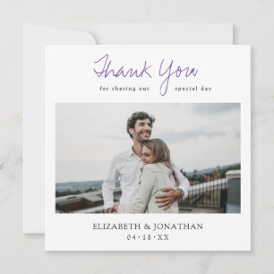 Stylish Modern Script Photo Thank You Wedding Card