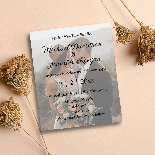 stylish modern script photo wedding invitation flyer (Creator Uploaded)