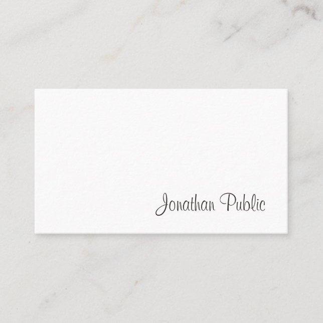 Stylish Modern Script Professional Smart Chic Business Card (Front)