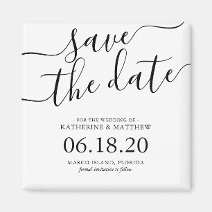 Stylish Modern Script Wedding Save the Date Magnet