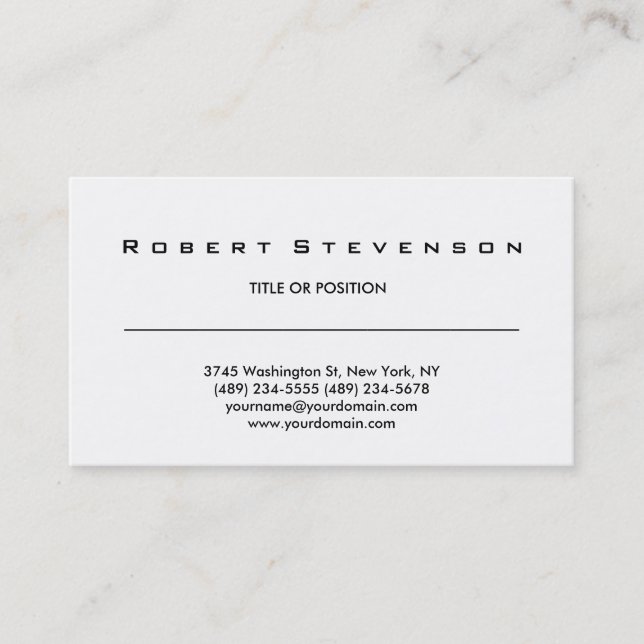 Stylish Modern Simple Black White Business Card (Front)