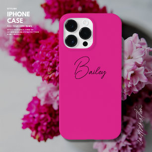 Stylish Modern Simple Hot Pink Script Name Case-Mate iPhone 14 Pro Max Case