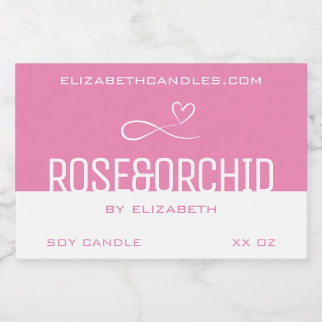 Stylish Modern Simple Plain Pink White Candle & Food Label (Single Label)
