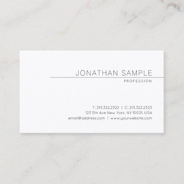 Stylish Modern Sleek Design Trendy Plain Luxury Business Card (Front)