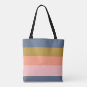 Stylish Modern Stripes in Pretty Earth Tones Name Tote Bag (Back)